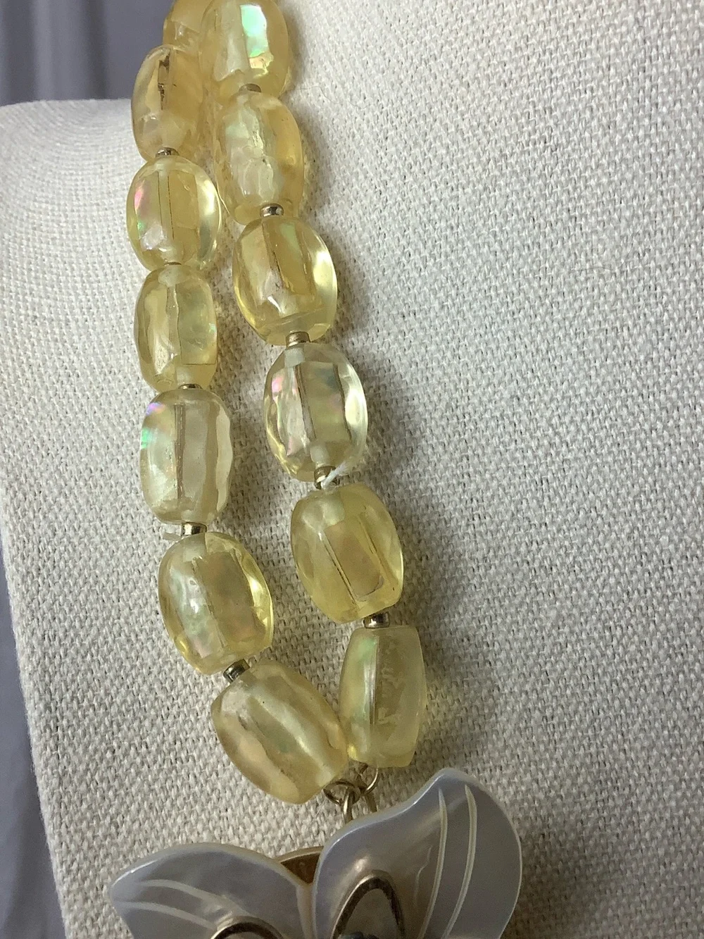 Yellow Beaded Floral Statement Necklace